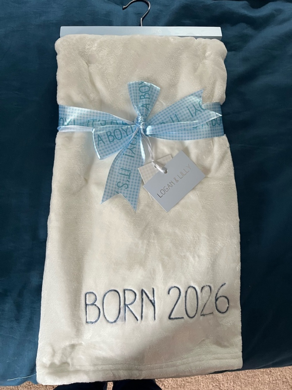Cream Baby Blanket - Born 2026 Embroidered